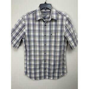Carhartt Shirt Men's M Gray Plaid Shirt with short Sleeve Button Up Relaxed Fit